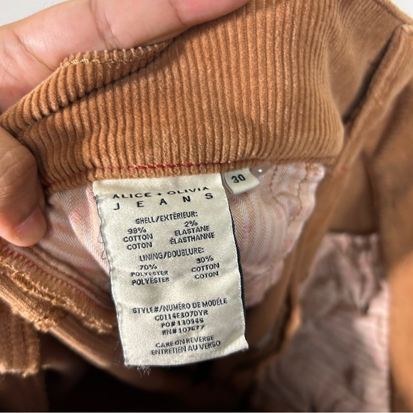 Alice + Olivia Size High Rise Bell Bottom Corduroy Camel Pant Size 30 - Picture 7 of 10